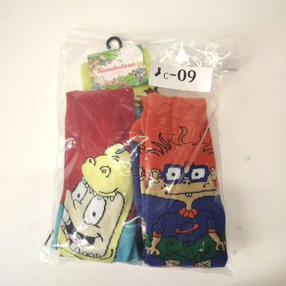 Nickelodeon Rugrats Chuckie Tommy 3 Pair Crew Socks Mens Sz 6-12 Multicolor 90s